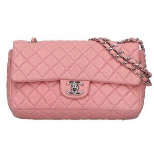 Authentic CHANEL Lambskin Quilted Medium Double Flap Bag 25 Light Pink Purse